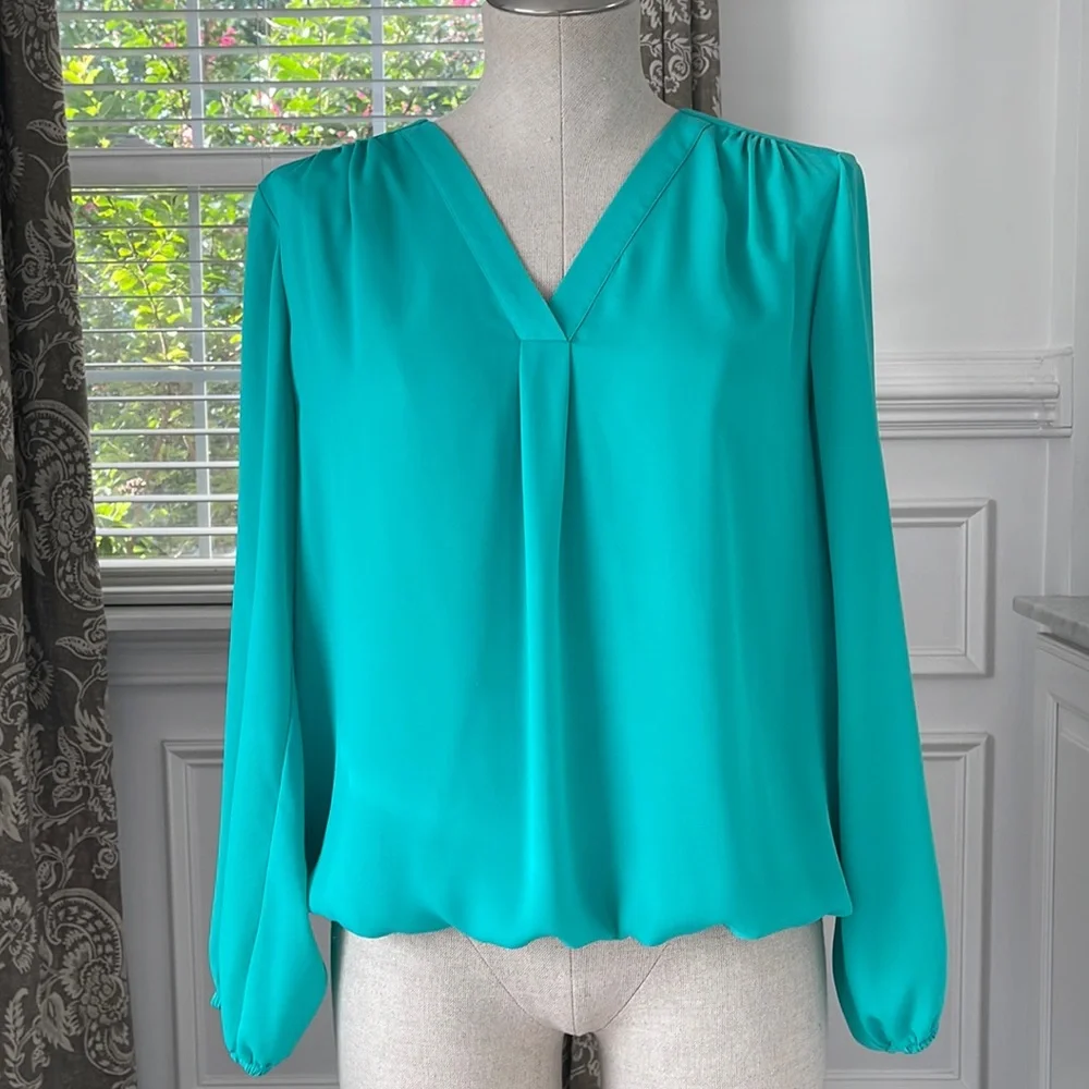Chause Seafoam Green Long Sleeved Blouse Size Small - Picture 1 of 6
